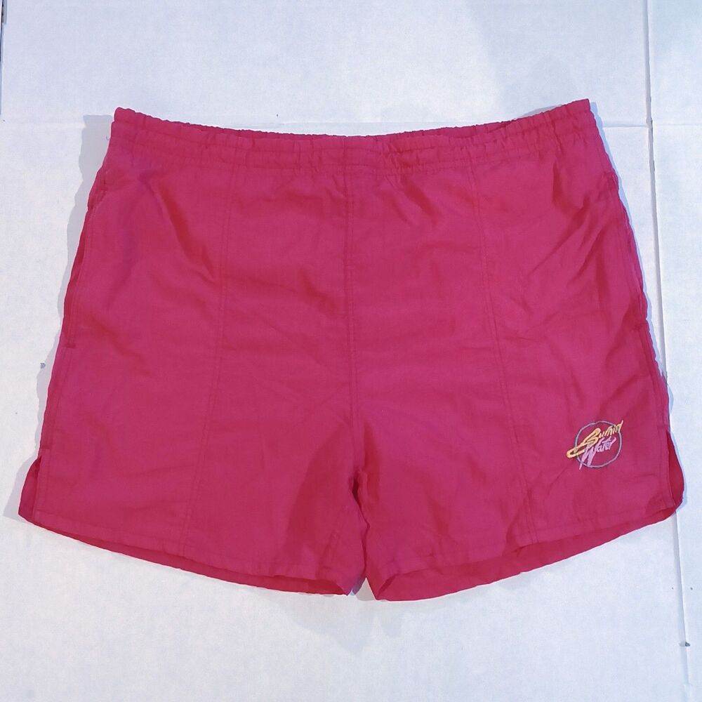 Vintage Burnin Water Swim Trunks-Medium-Mesh Brief-Pockets-Internal Drawstring